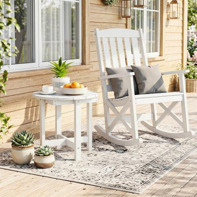 HIPS Adirondack Side Table with Weather-Resistant and Waterproof Top-White