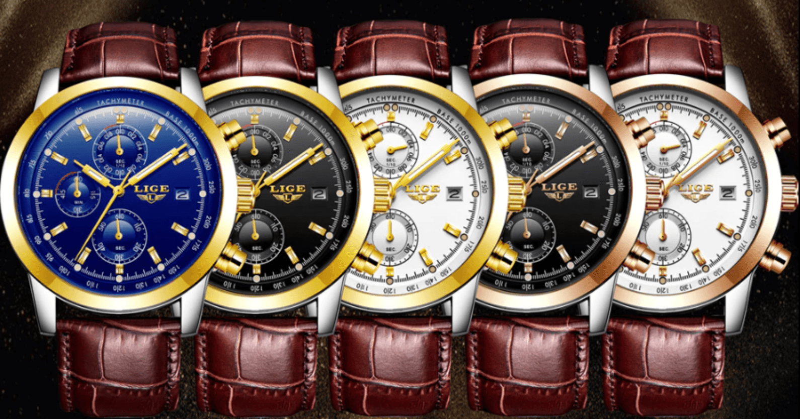 Men's Waterproof Watch With Chronometers Date Display And Fluorescent Pointers Excellent Look Perfect Gift