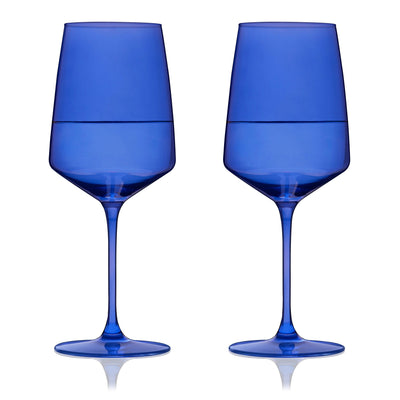 Reserve Nouveau Crystal Wine Glasses in Cobalt Set of 2