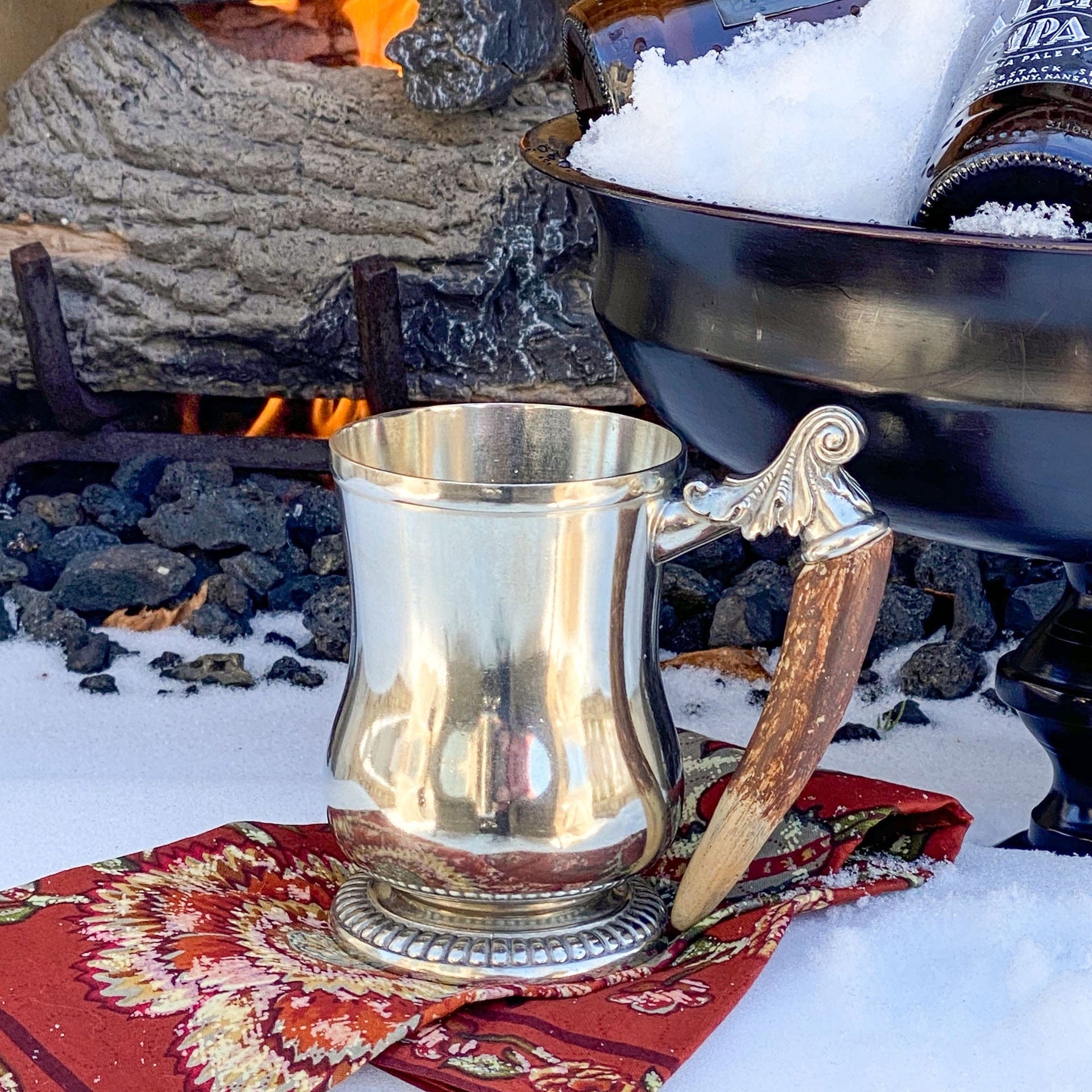 Curved English Mug - Antler Handle
