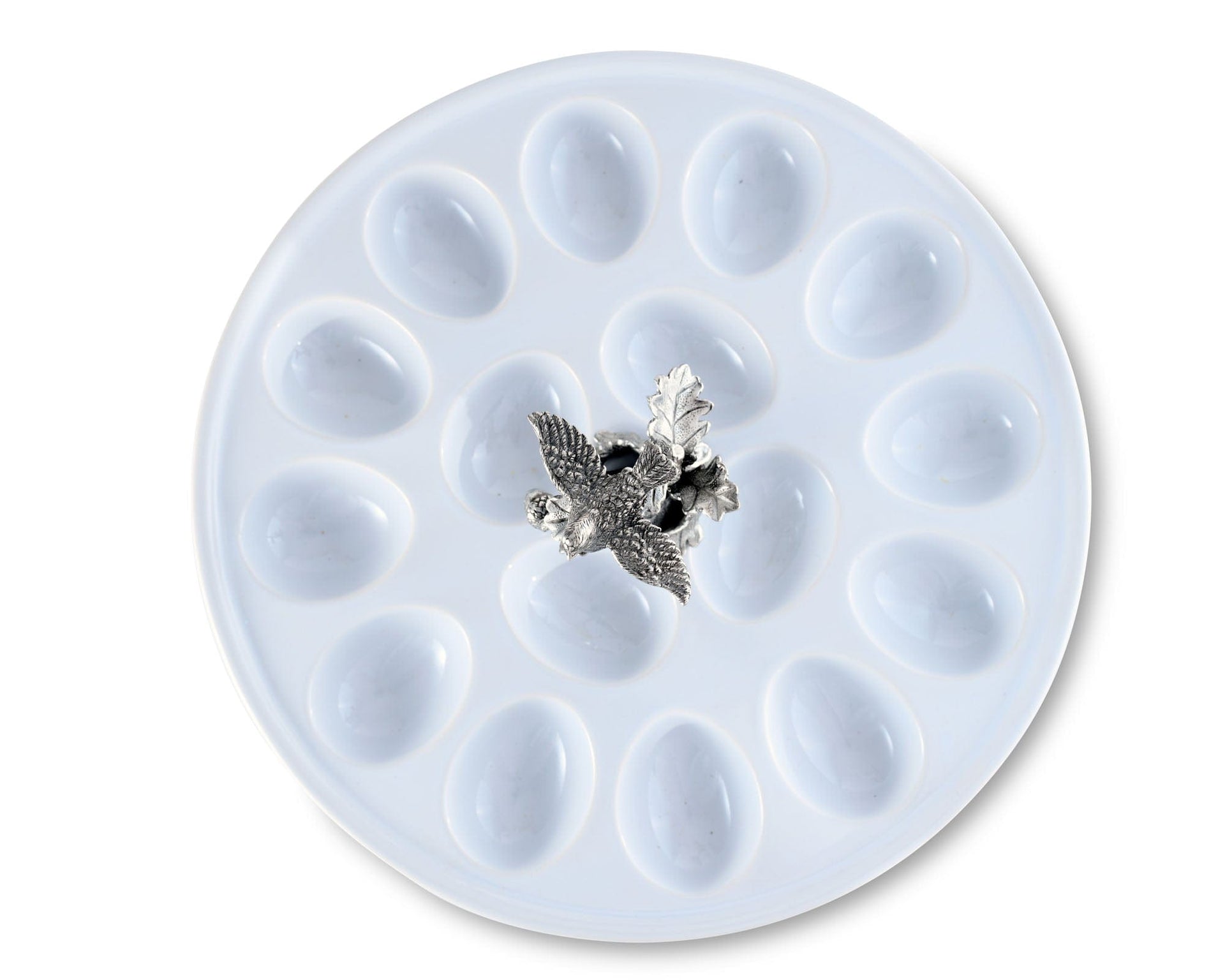 Deviled Egg Tray with Pewter Song Bird Handle