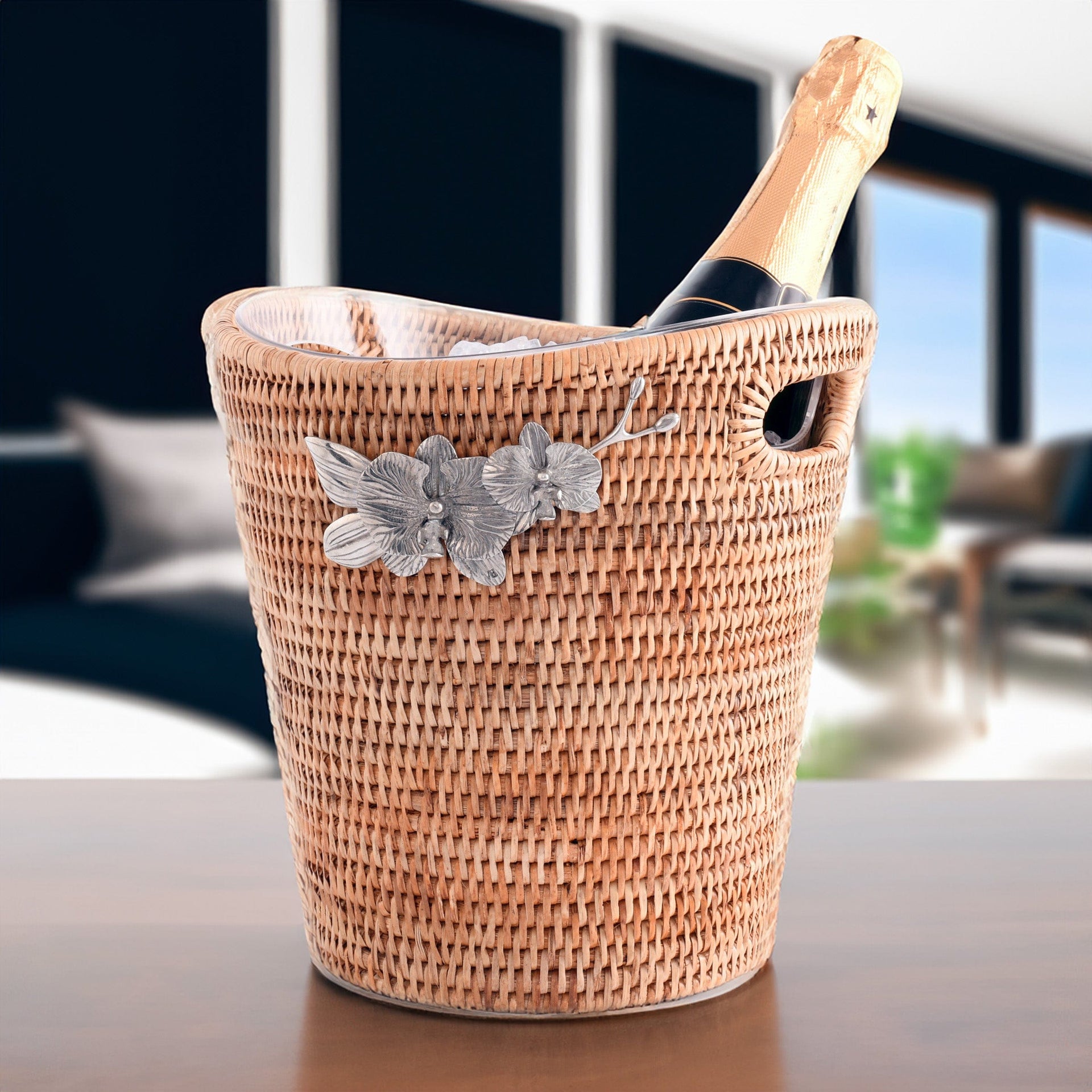 Orchids Hand Woven Wicker Rattan Champagne / Ice Bucket