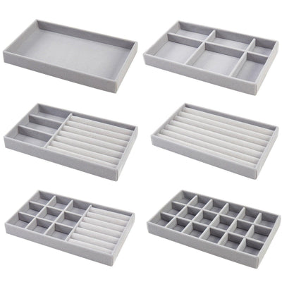Velvet Jewelry Display Stackable Exquisite Jewelry Holder Portable Ring Earrings Necklace Organizer Box organizer Velvet Drawer Organizer Showcase Jewelry Storage for Bracelet Necklace Earring Ring