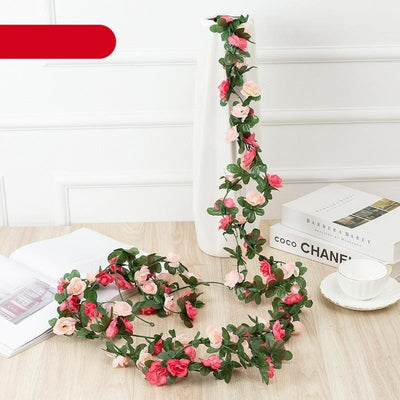 Vintage 2.2M Artificial Hanging Silk Rose Flowers Rattan Autumn Small Peony String Decor Fake Garland For Wedding Home Hotel Garden Decoration Artificial Flowers Rose Wall Hanging Plant for Arrangement Party Garden Home Bedroom Office
