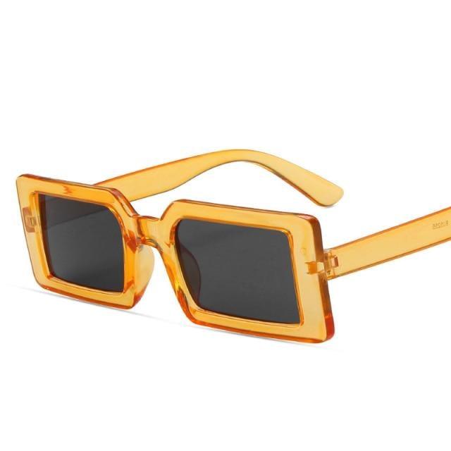 Vintage Brown Small Stylish Sunglasses Popular Colorful Retro Design Sunglasses For Women Luxury Eyewear Cool Style For Women Rectangle Frame Sun Glasses