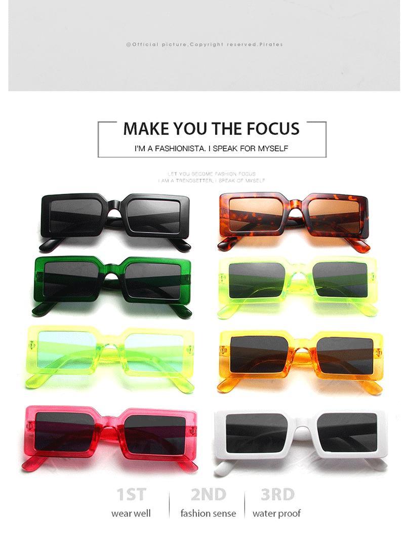 Vintage Brown Small Stylish Sunglasses Popular Colorful Retro Design Sunglasses For Women Luxury Eyewear Cool Style For Women Rectangle Frame Sun Glasses