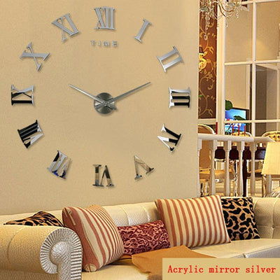 Wall Clock Promotion New Home Decor Large Roman Mirror 3D Wall Clock Mirror Surface Decorative Clock Large Wall Sticker Clock for Living Room Bedroom Office Home Decorations Fashion Modern Quartz Clocks Living Room Sticker Watch