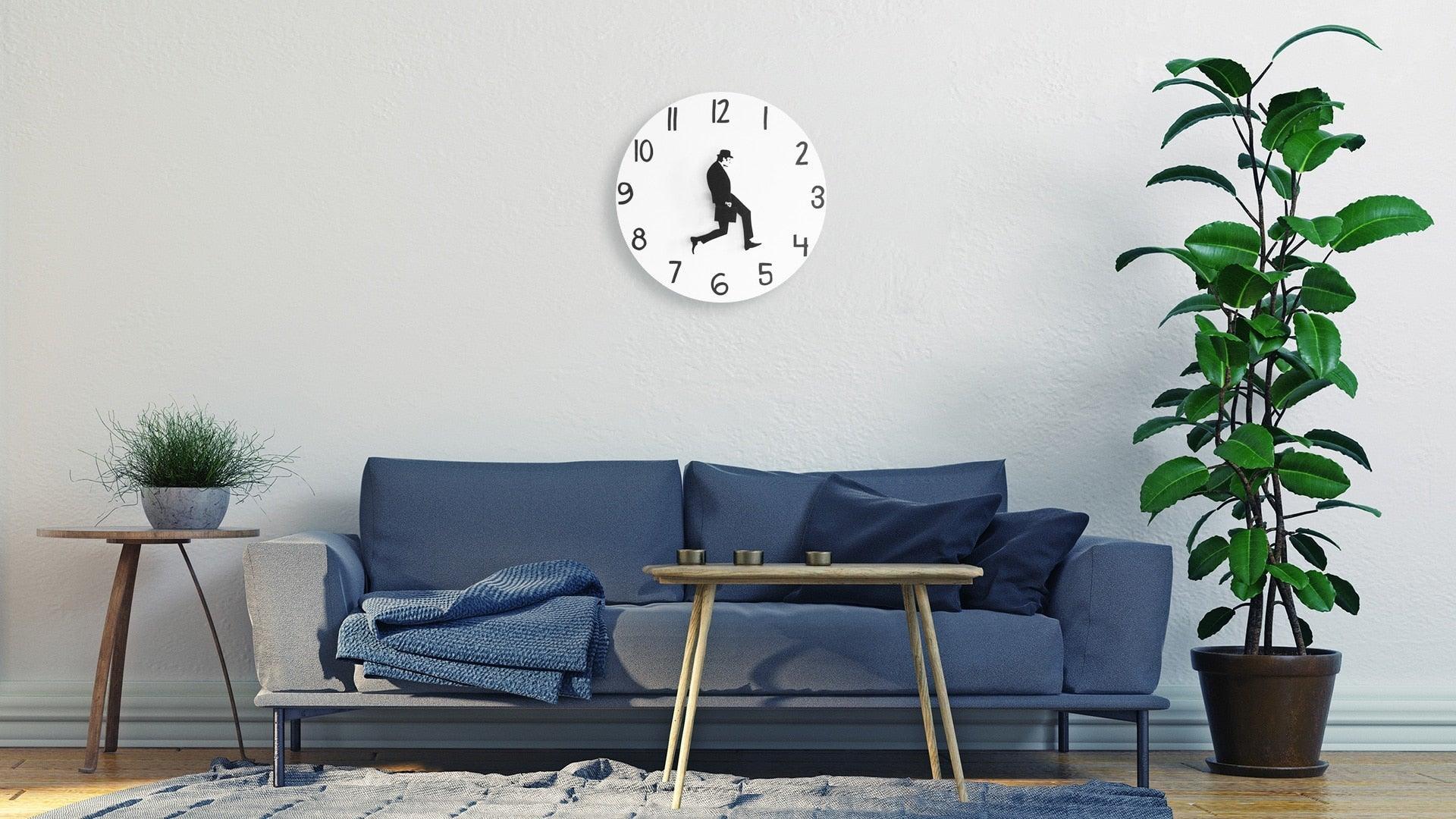 Wall Clock Silly Walk Wall Clock Comedy Creative Artwork Sweep Seconds Silent Funny Modern Silent Wall Watch Clock for Living Room Decor Comedian Home Decor Novelty Wall Watch Funny Walking Silent Mute Clock