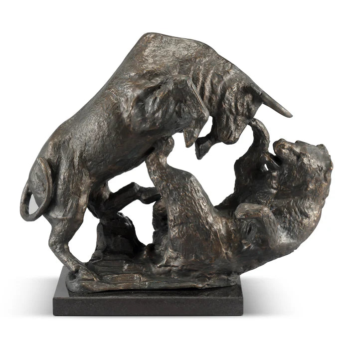 Bear and Bull Market Fighters Sculpture