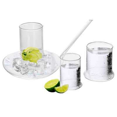 Genie Lamp Stackable Water Carafe & Glasses Set - The Wine Savant 1000 ML Glass Pitcher with 2 7oz Glasses 7