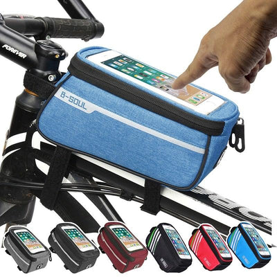 Waterproof Bicycle Bag Nylon Bike Cycling Cell Mobile Phone Bag Case Bicycle Front Tube Bags Accessories Bike Phone Front Frame Bag Bicycle Bag Waterproof Bike Phone Mount Bag Bike Phone Case Holder Accessories Cycling Pouch Compatible With Phone