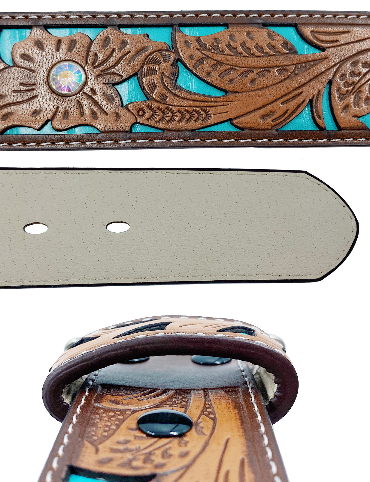 TOPACC Western Turquoise Belts - Texas Longhorn Belt Buckle