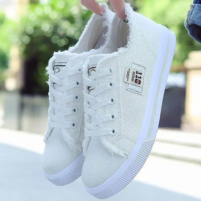 White Canvas Womens Sneakers Casual Fashion Denim Summer Elegant Women Sneakers