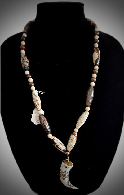 Wild Horse Jasper Horn Pendant Necklace