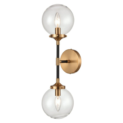Boudreaux 21'' High 2-Light Sconce - Matte Black with Antique Gold