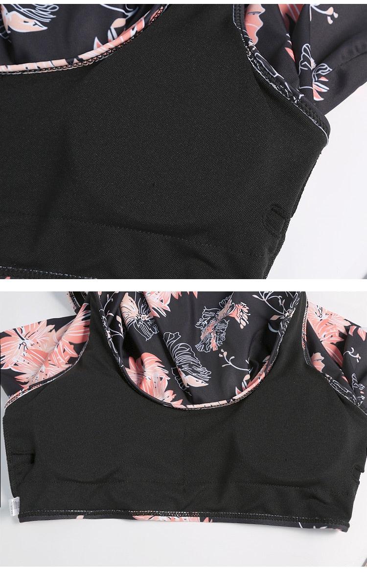 Women High Waist Bikini Plus Size Swimwear Summer Swimsuit Beach Bathing Suit Ruffle Bikini Floral Printed Ruffle High Waist Bikini Set Women's Tummy Control Bathing Suit Swimsuit Flounce Peplum