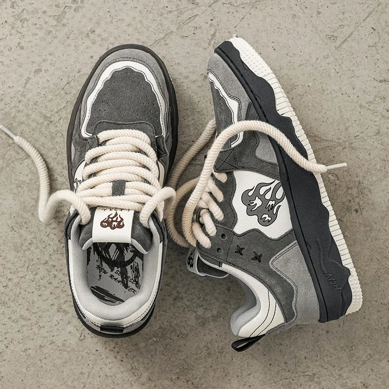 Women Shoes Men Retro Hip-hop Punk Goth Volcano Skateboard Shoes Fashion Sneakers Couple Students Outdoor Sports Casual Shoe