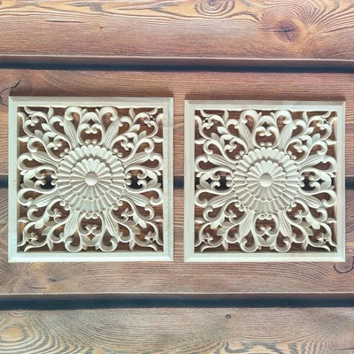 Wooden Square Applique 20cm Unpainted Home Decor Cornice