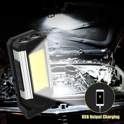 Work Light Rechargeable LED Camping Waterpoof Portable Multifunctional Adjustable USB Light Hanging Hook& Magnetic Base Flashlight For Hurricane Camping Hiking Riding Fishing Jogging Household