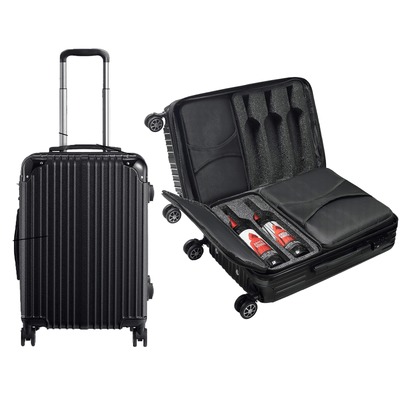 Wine Bottle Suitcase | Holds 10 Standard 750 ML Size Bottles | Expandable Removable Travel Bags, Universal Airplane Luggage Case, TSA Approved Wheeled Bag, Gift For Wine Lovers & Connoisseurs (23 IN)