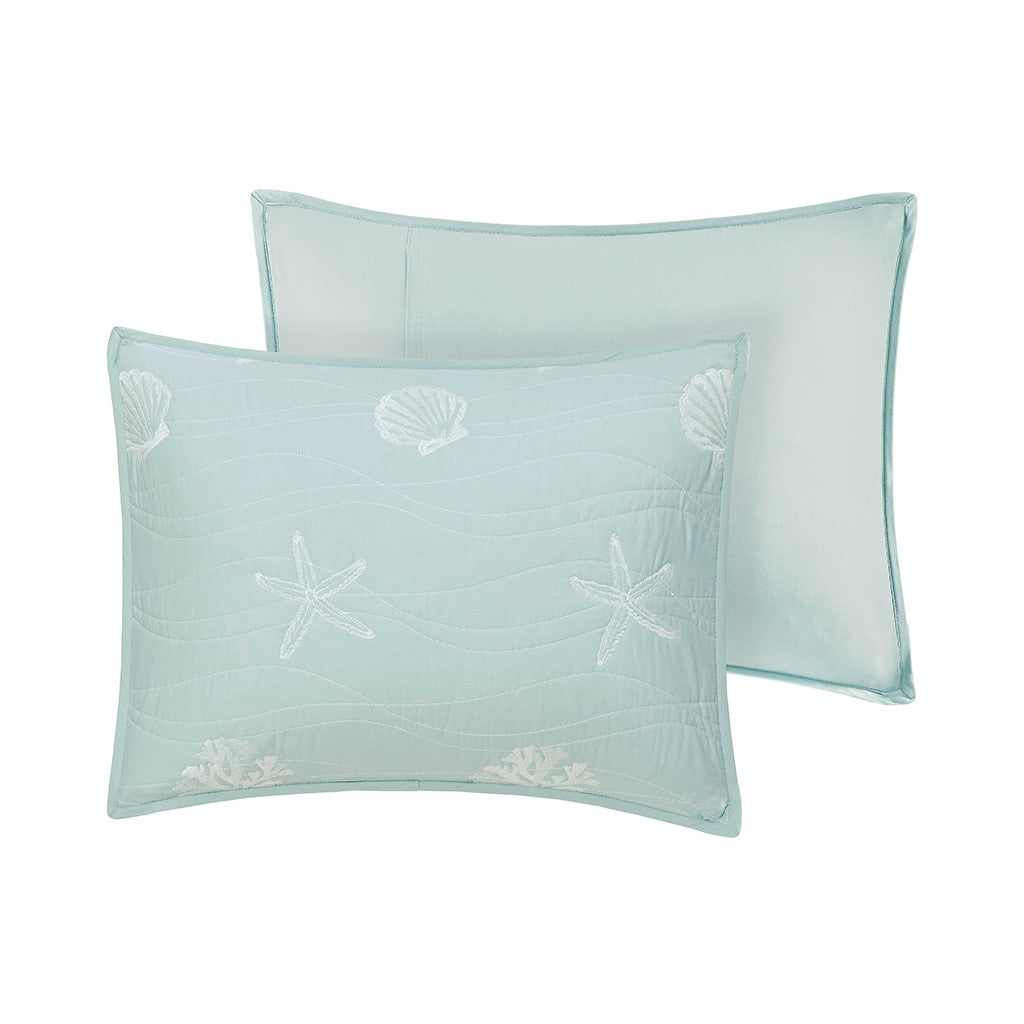 Seaside 4 Piece Cotton Coverlet Set - Aqua
