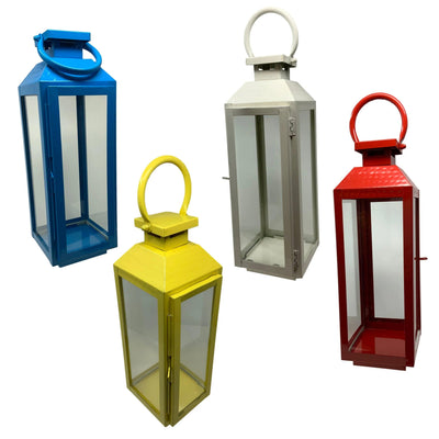 SET of 4 Assorted Fireside Candle Lantern-Bright Bold Colors