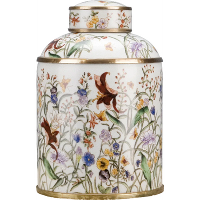 Tiger Lily Porcelain Canister Jar with Bronze Accent - Gloria