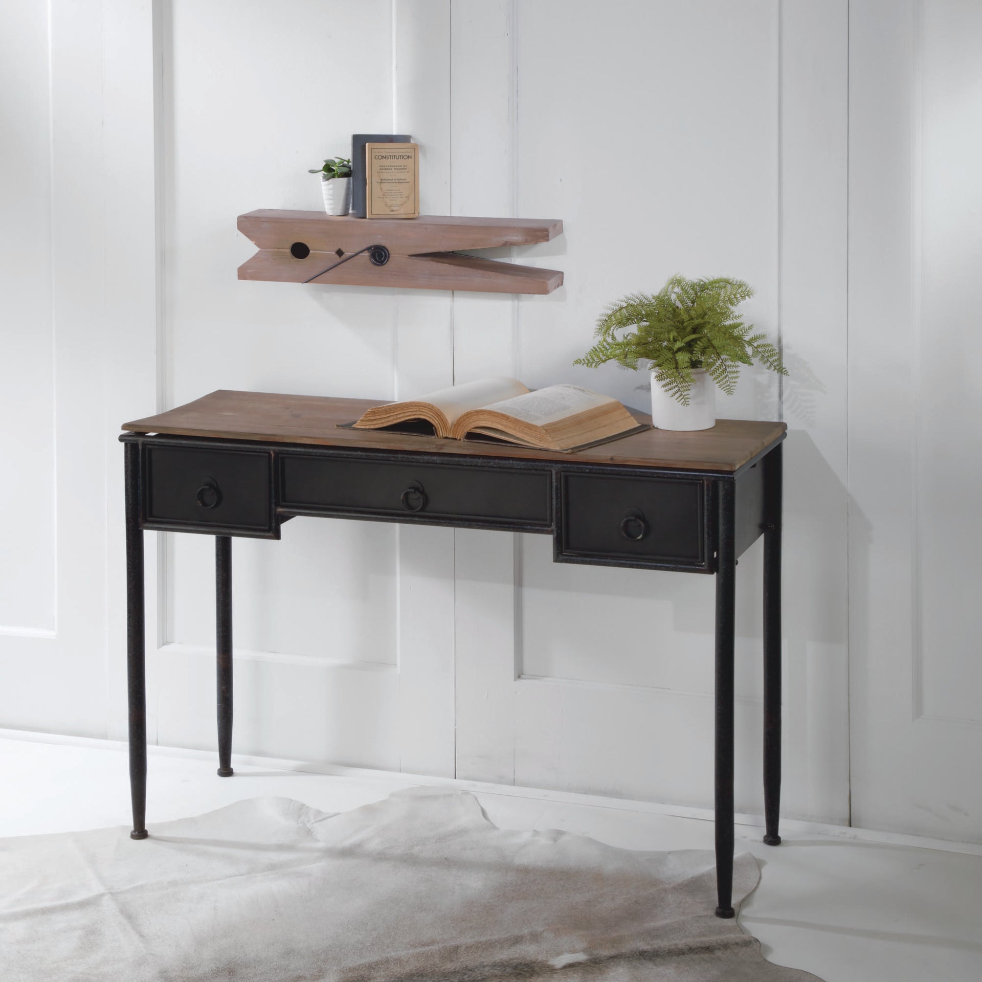 Natural Wood Clothespin Shelf - Large