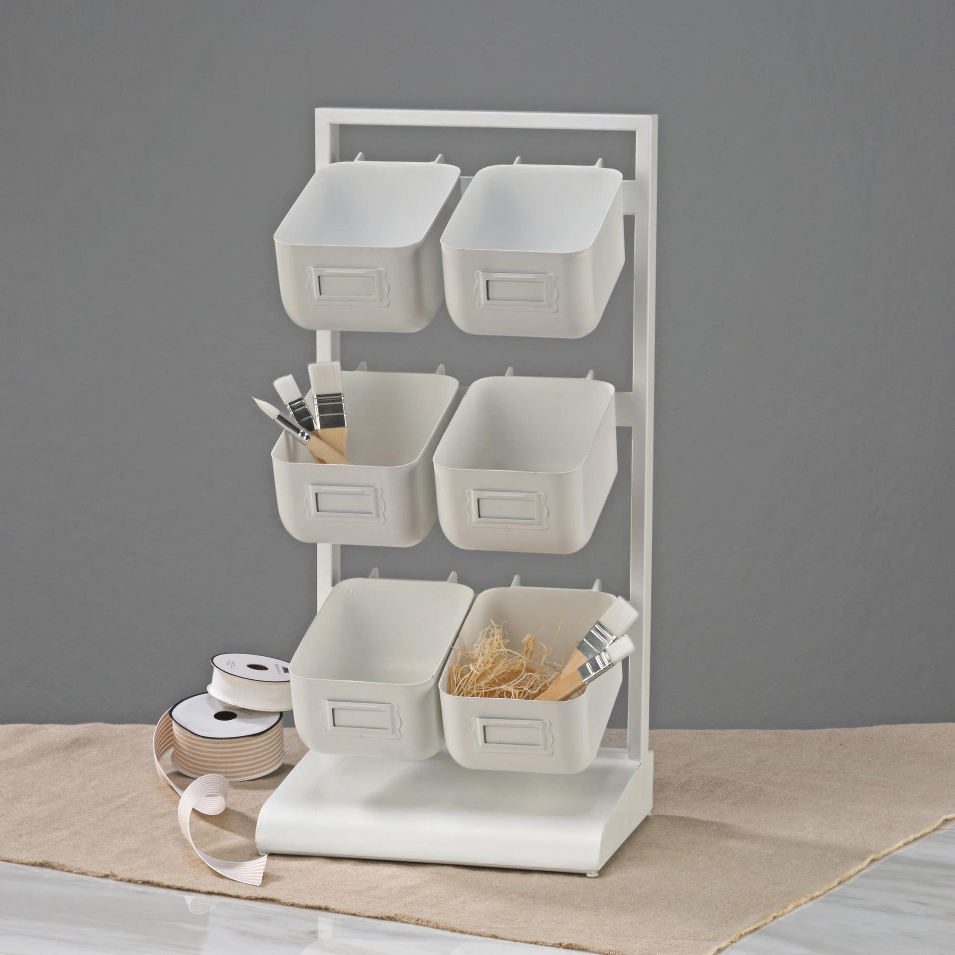 6 Metal Bin Tabletop Display