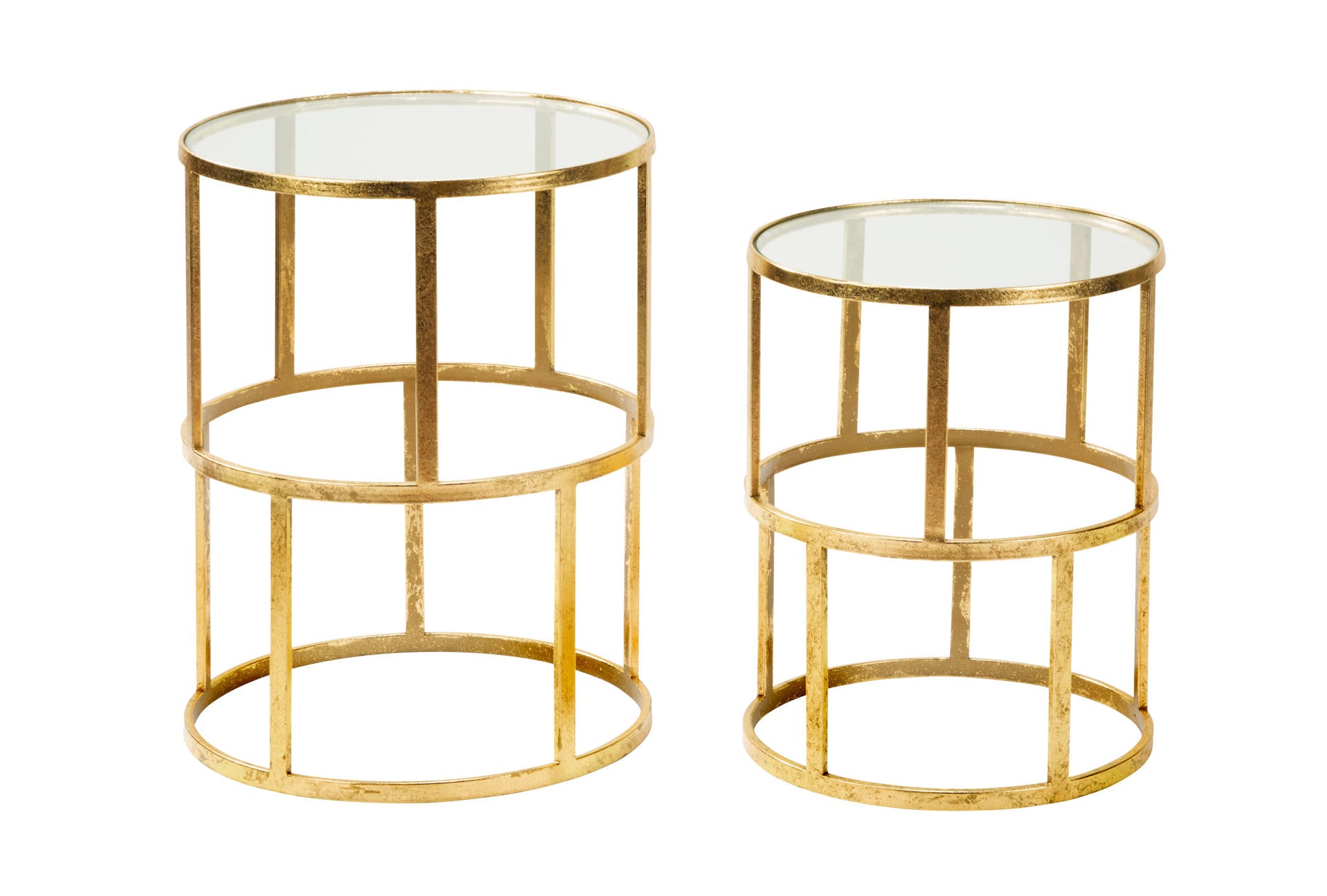 Set of 2 Round Gold Accent Tables