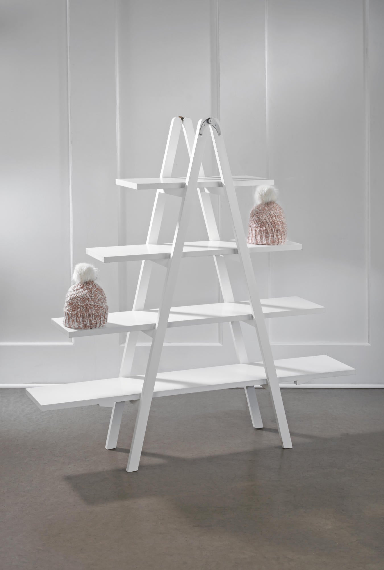4 Tier A-Frame Display Shelf - White