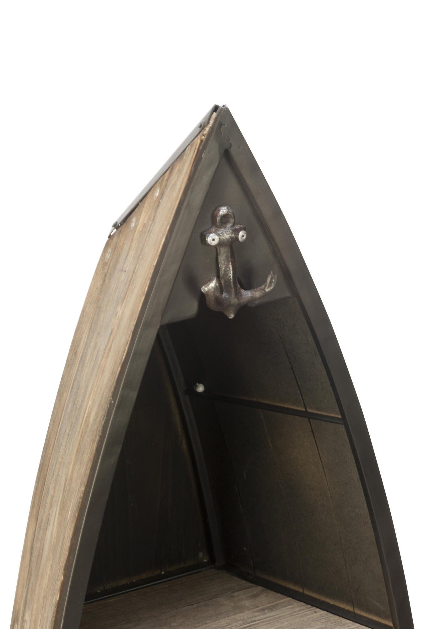 Decorative Brown Wooden Boat Shelves - Set of 2