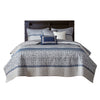 Rhapsody 6 Piece Reversible Jacquard Quilt Set with Throw Pillows in Navy
