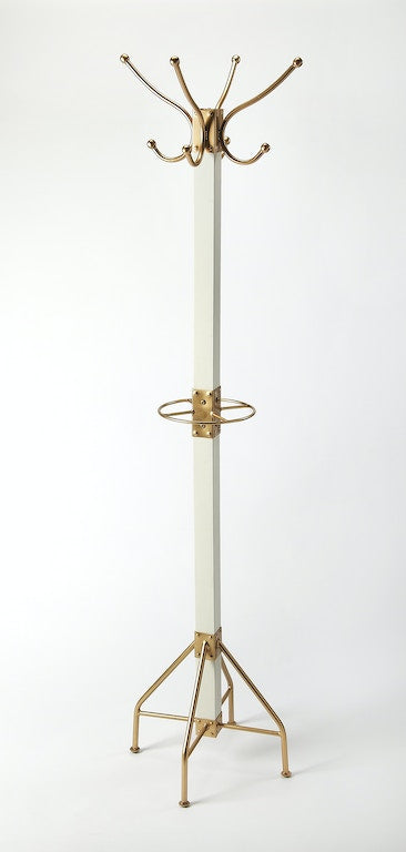 Butler Logan Square White and Gold Coat Rack/Tree