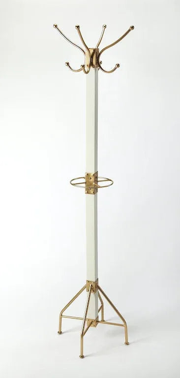 Butler Logan Square White and Gold Coat Rack/Tree