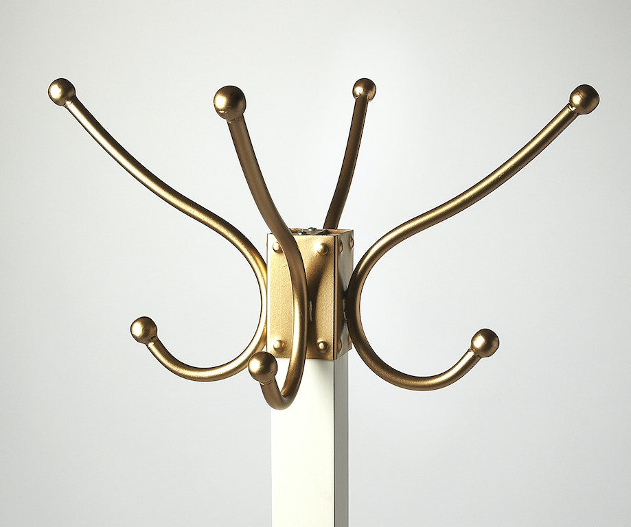 Butler Logan Square White and Gold Coat Rack/Tree
