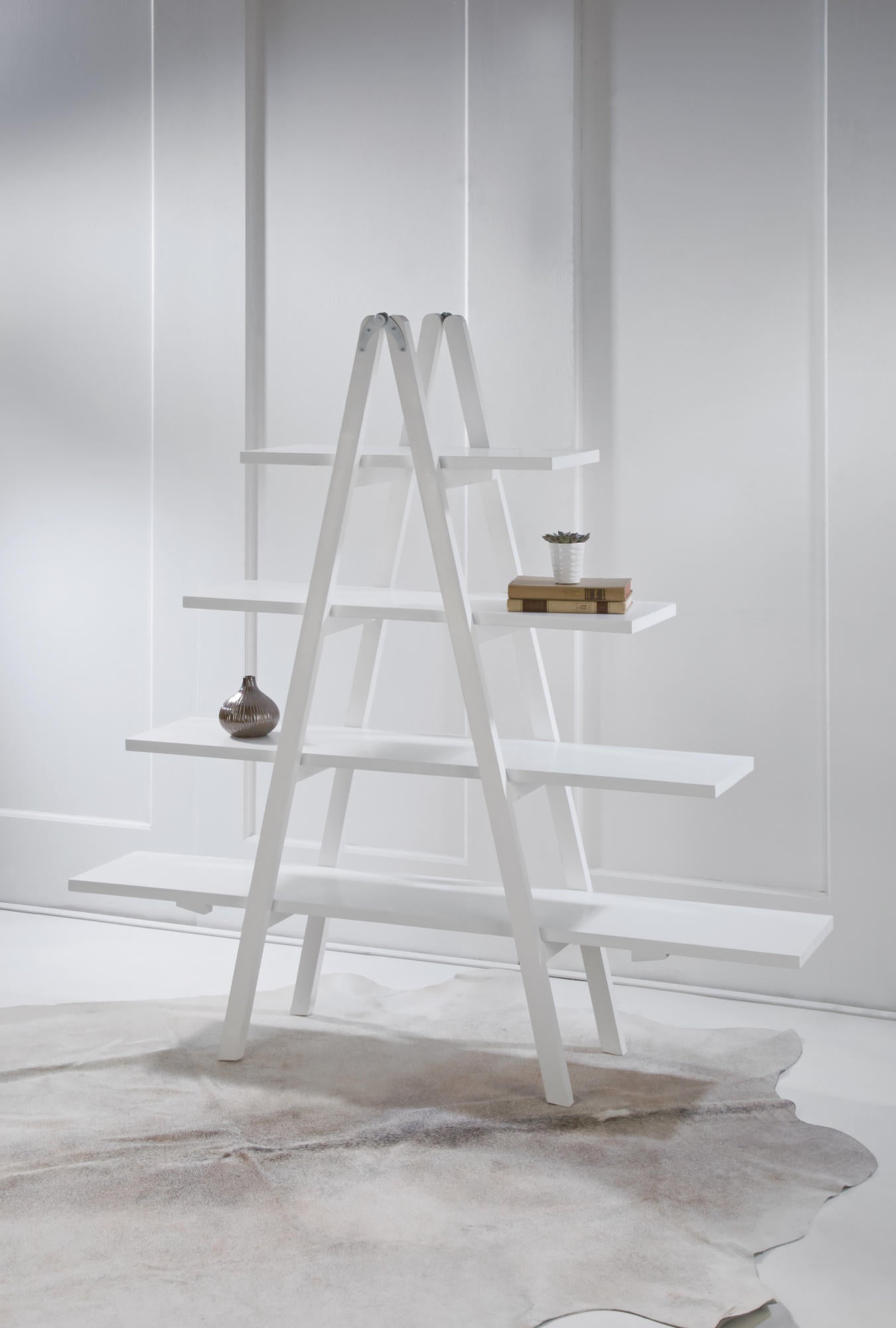 4 Tier A-Frame Display Shelf - White