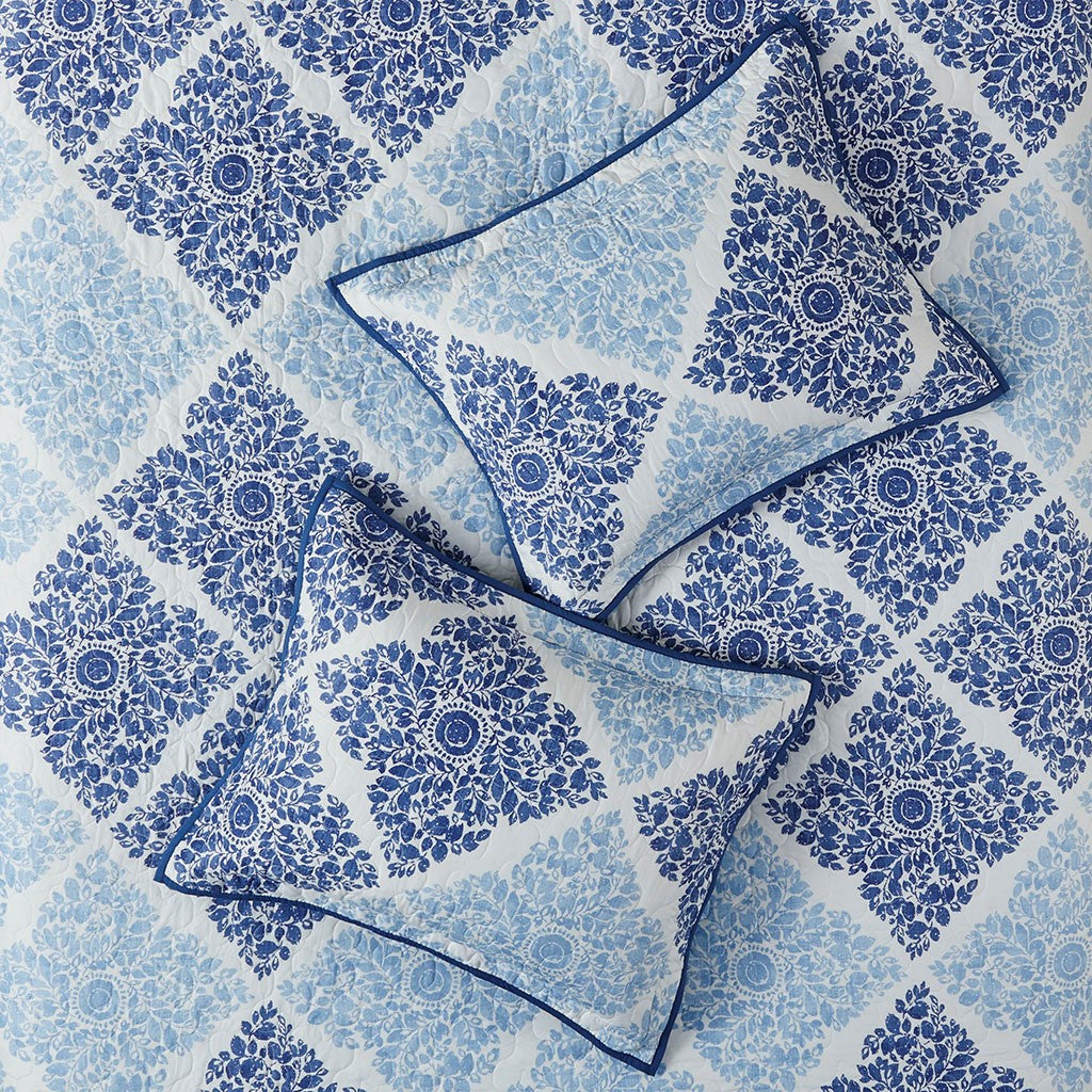 Claire 6 Piece Reversible Coverlet Set - Blue