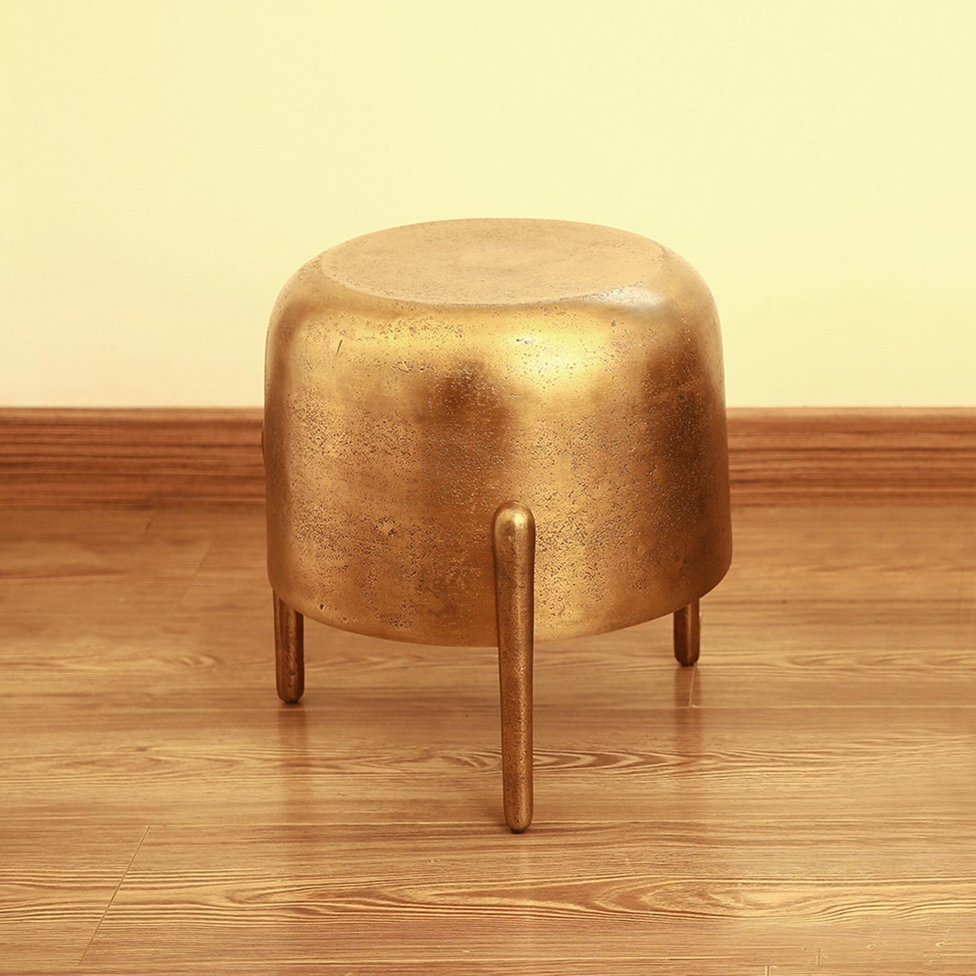 Brass Finish Three Legged Side Table