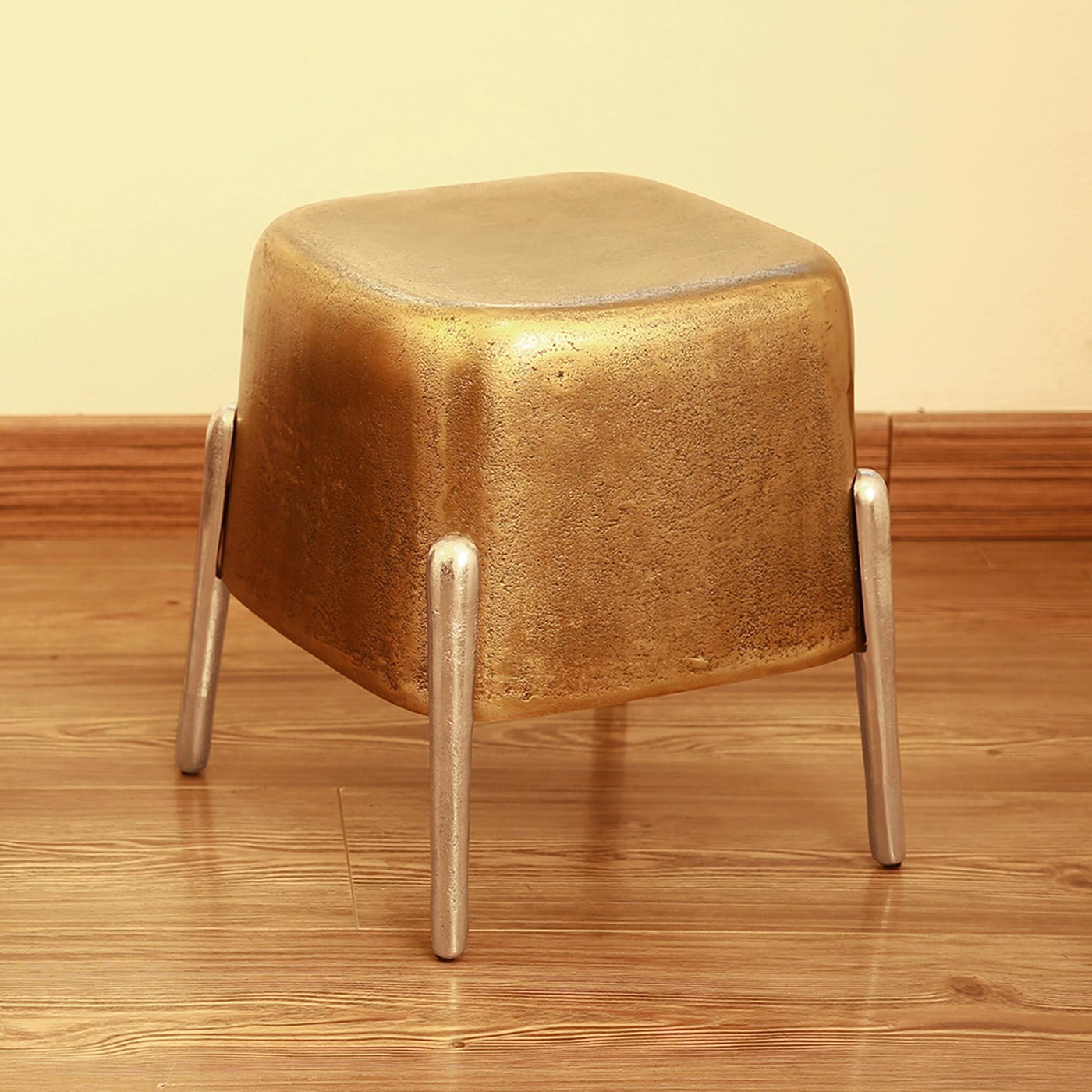 Brass and Nickel Finish Four Legged Side Table
