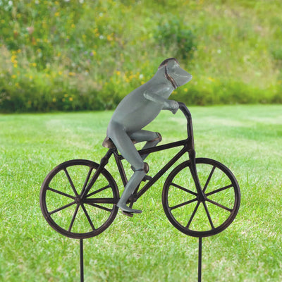 Frog on Bicycle Garden Sculpture