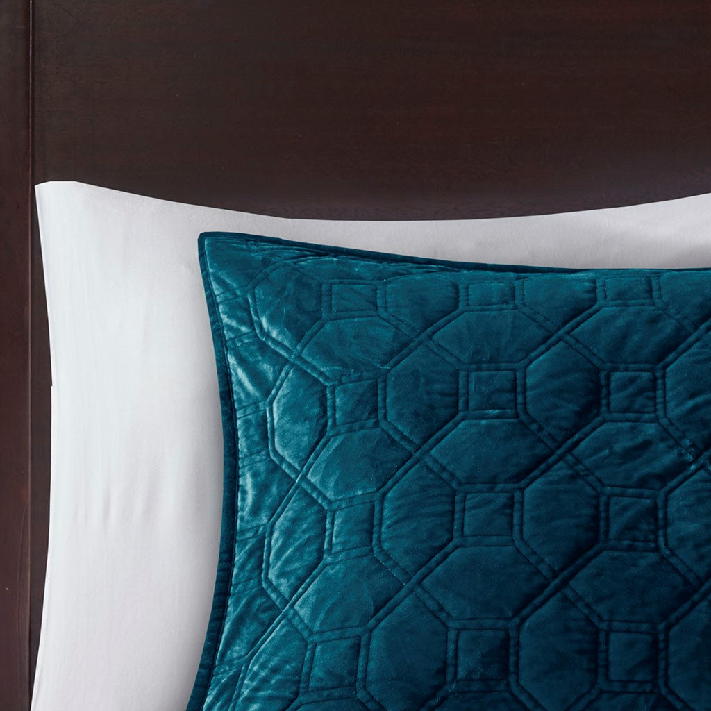 Harper Velvet 3 Piece Coverlet Set - Teal
