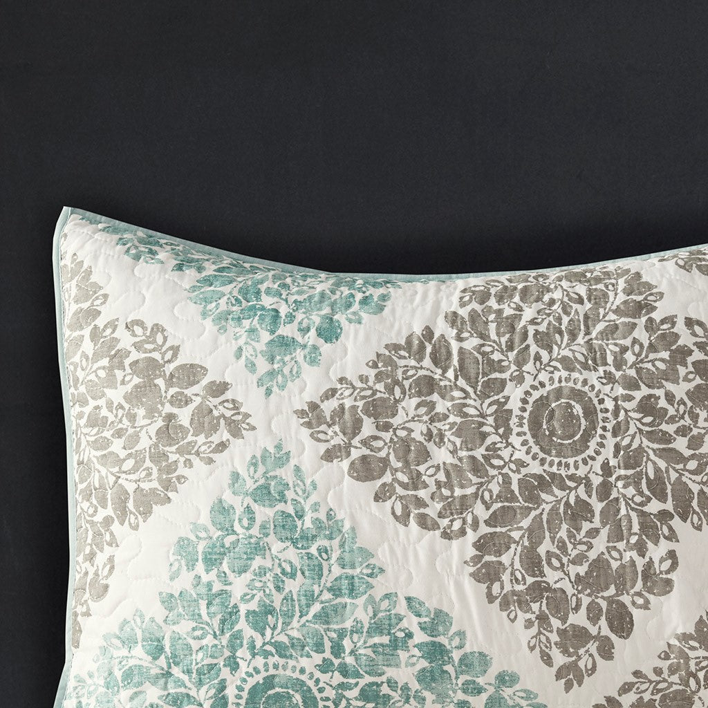 Claire 6 Piece Reversible Coverlet Set - Aqua