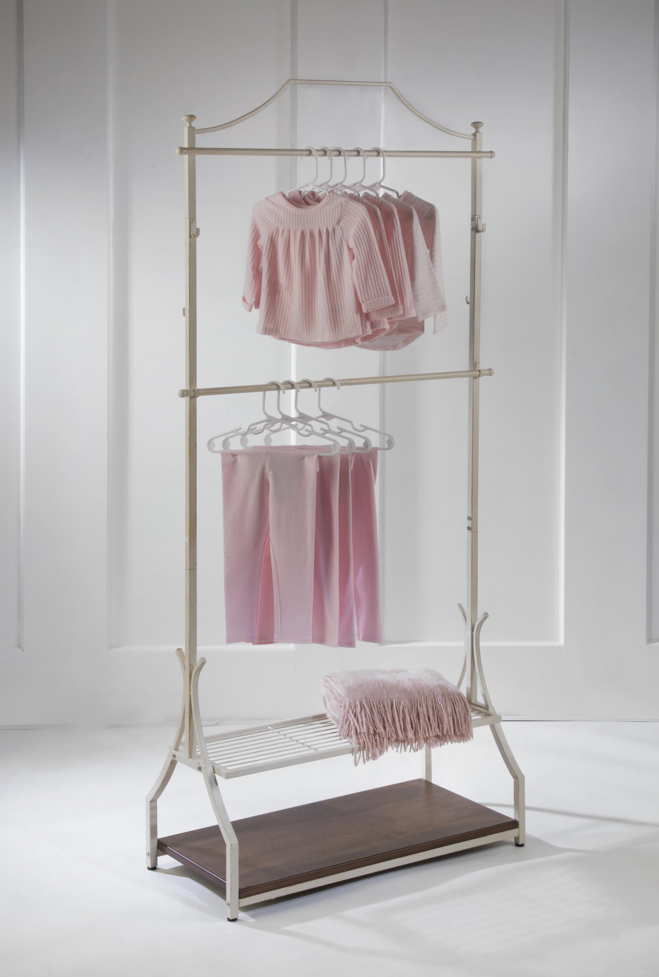 Garment Rack with Wood Veneer Base
