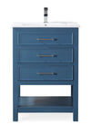 24'' Aruzza Teal Blue Narrow Bathroom Vanity with 2 Drawers and Open Shelf