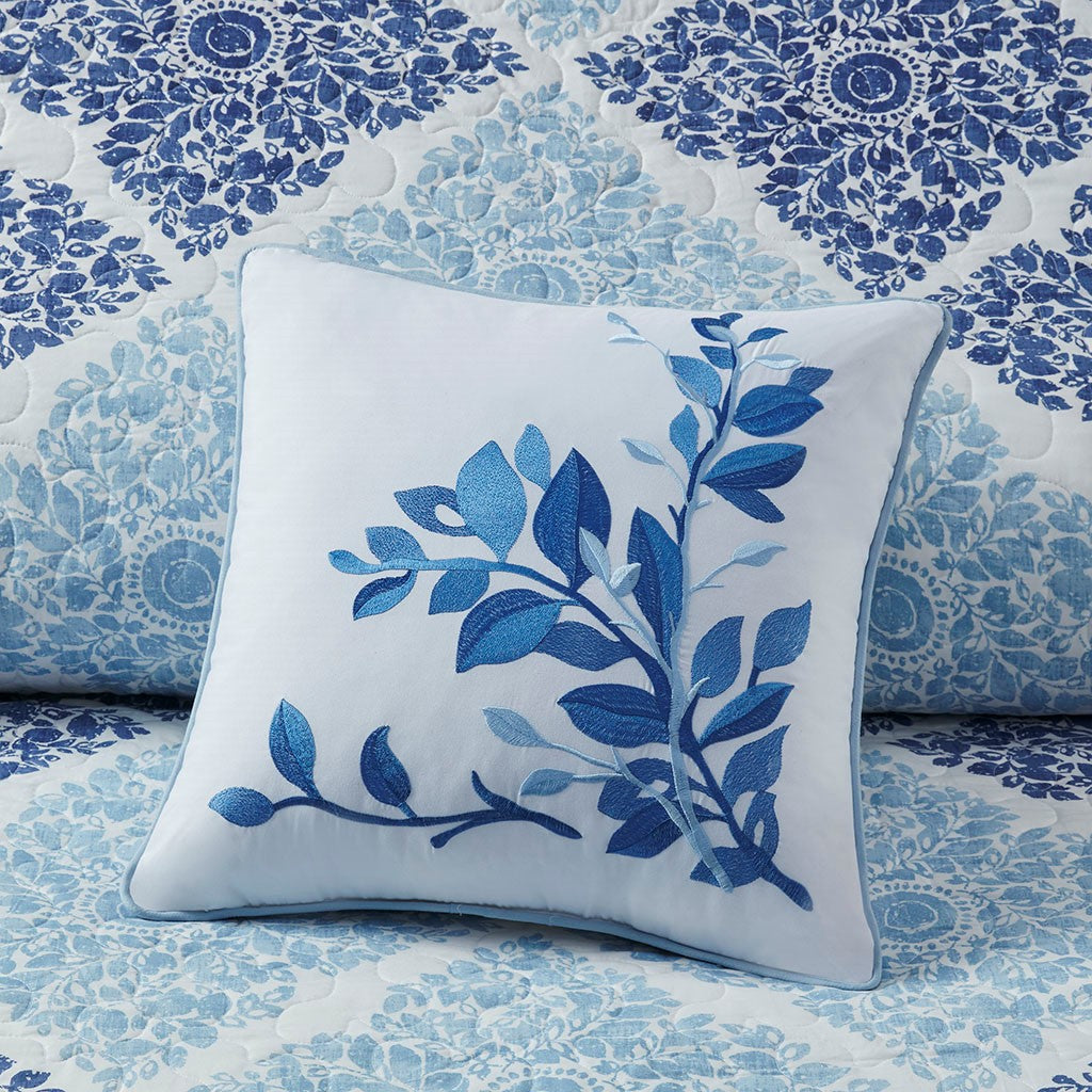 Claire 6 Piece Reversible Coverlet Set - Blue