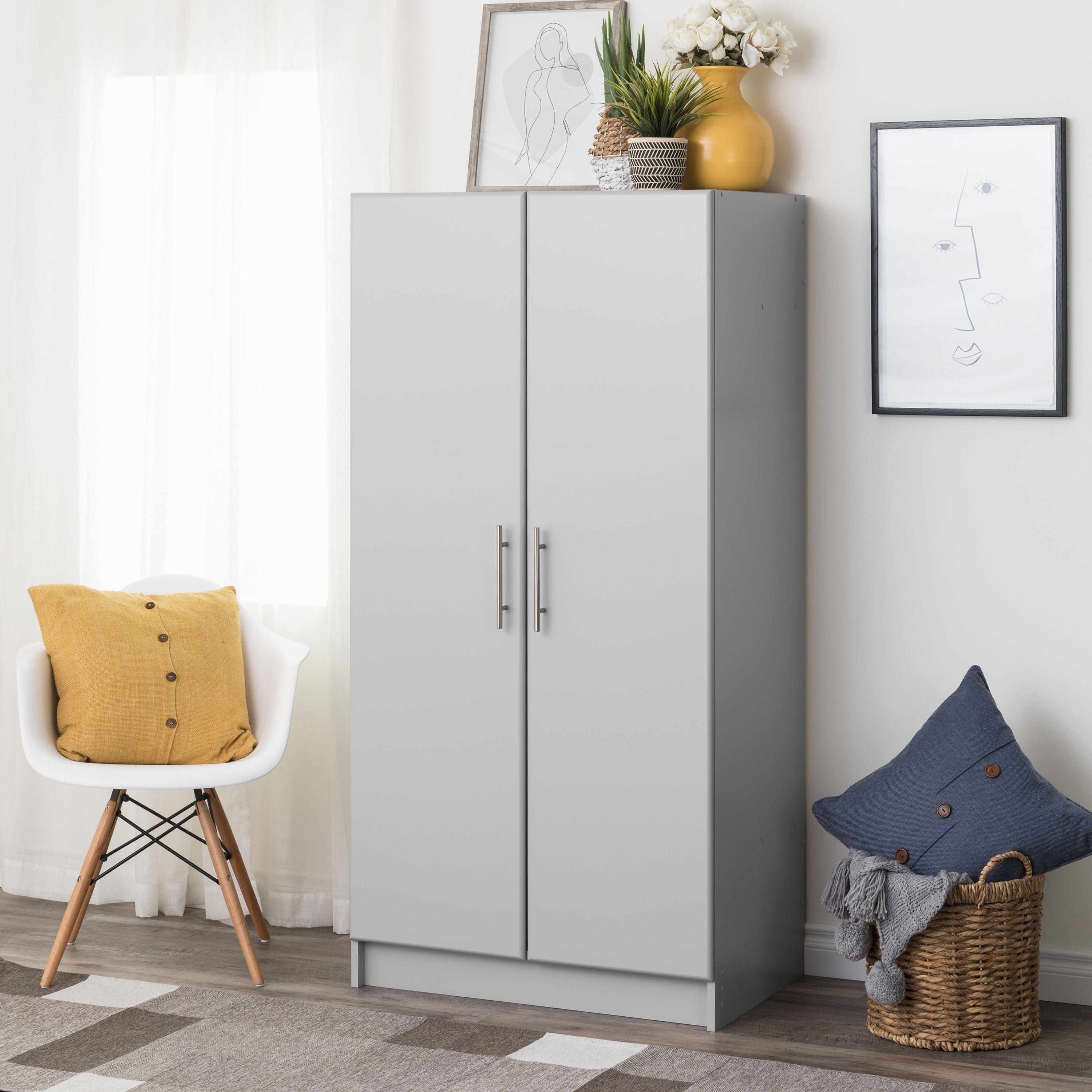 Elite 32 inch Wardrobe Cabinet, Gray (GEW-3264)