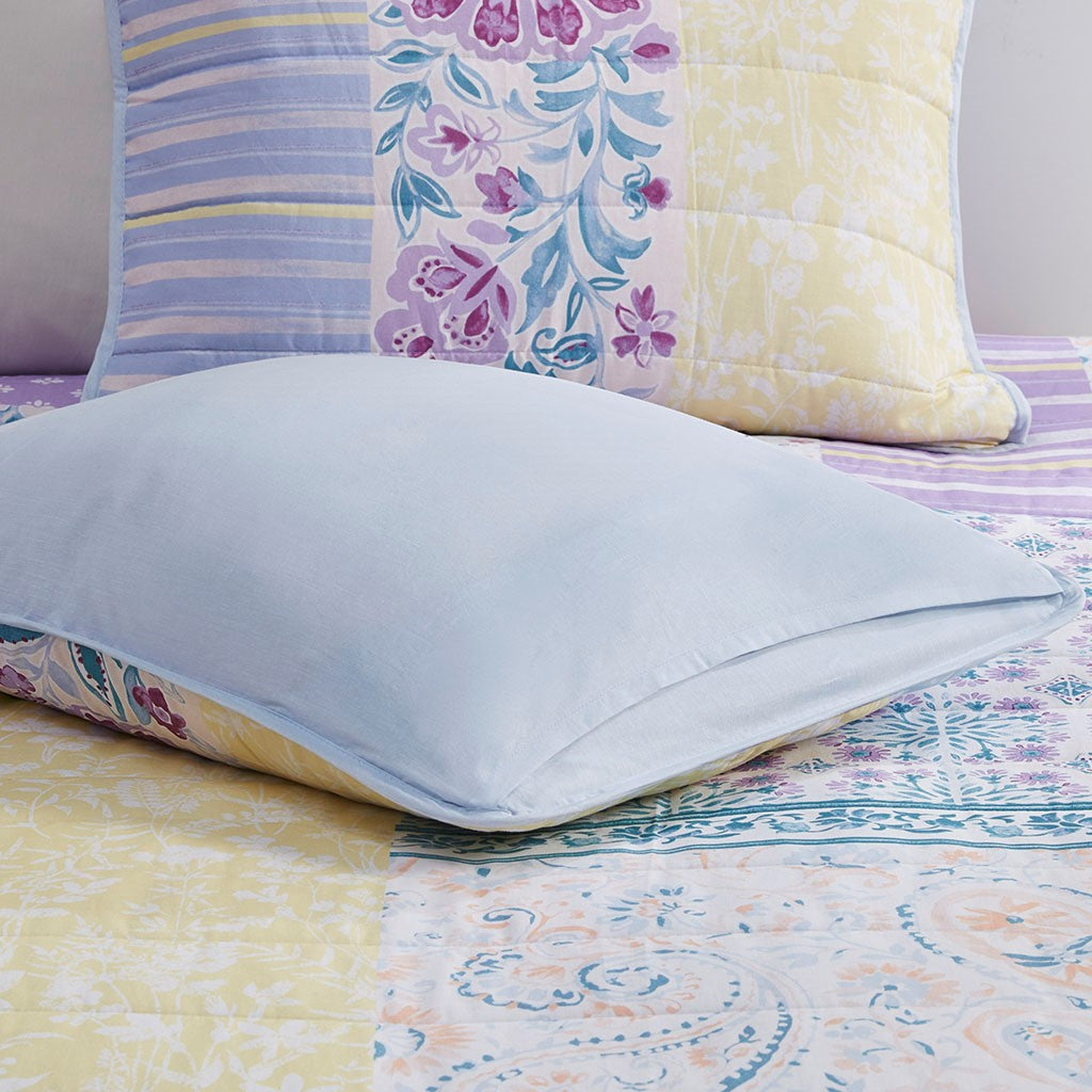 Emmaline Patchwork Printed Cotton Reversible Coverlet Set