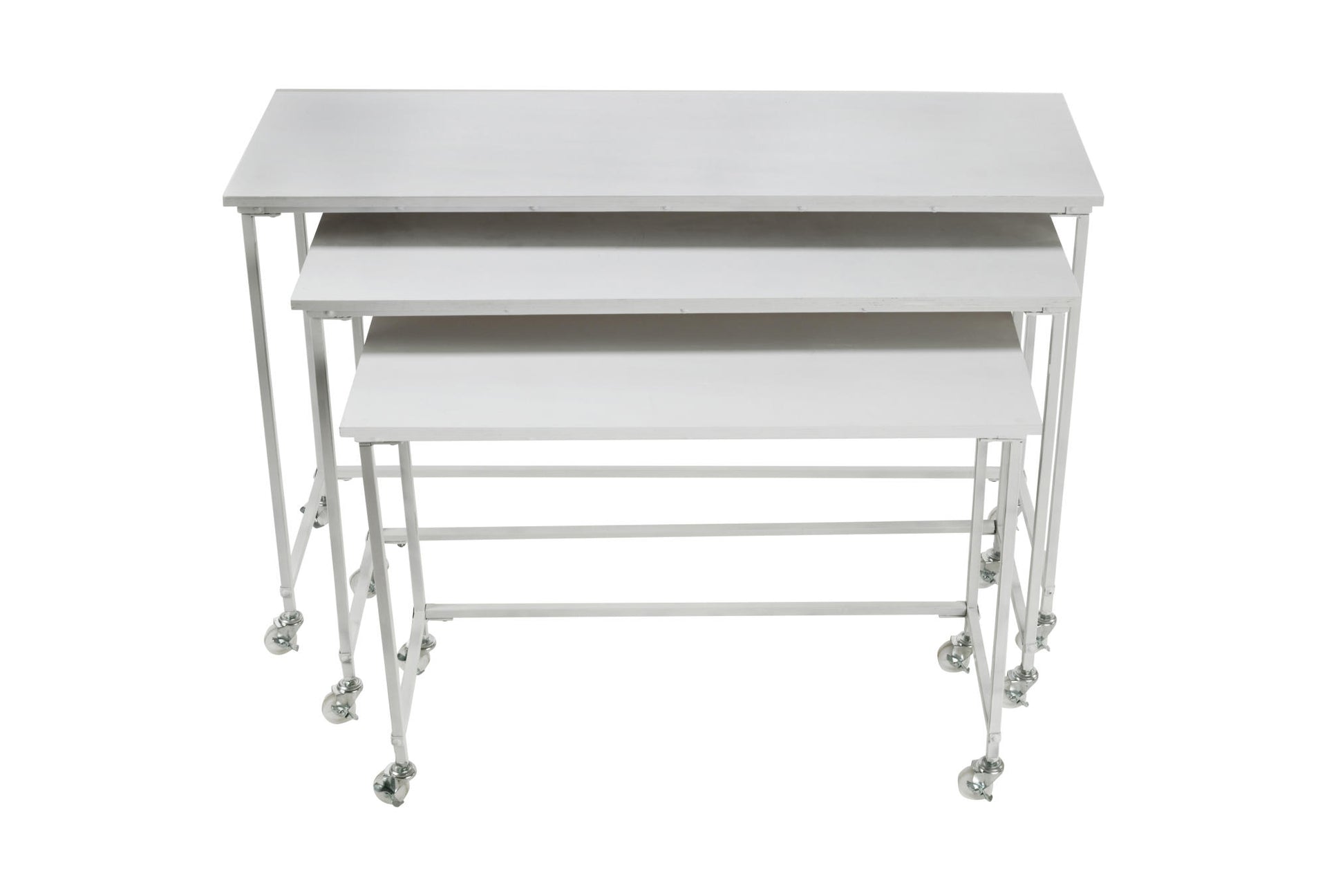 White Nesting Tables w/ Casters (Set of 3)