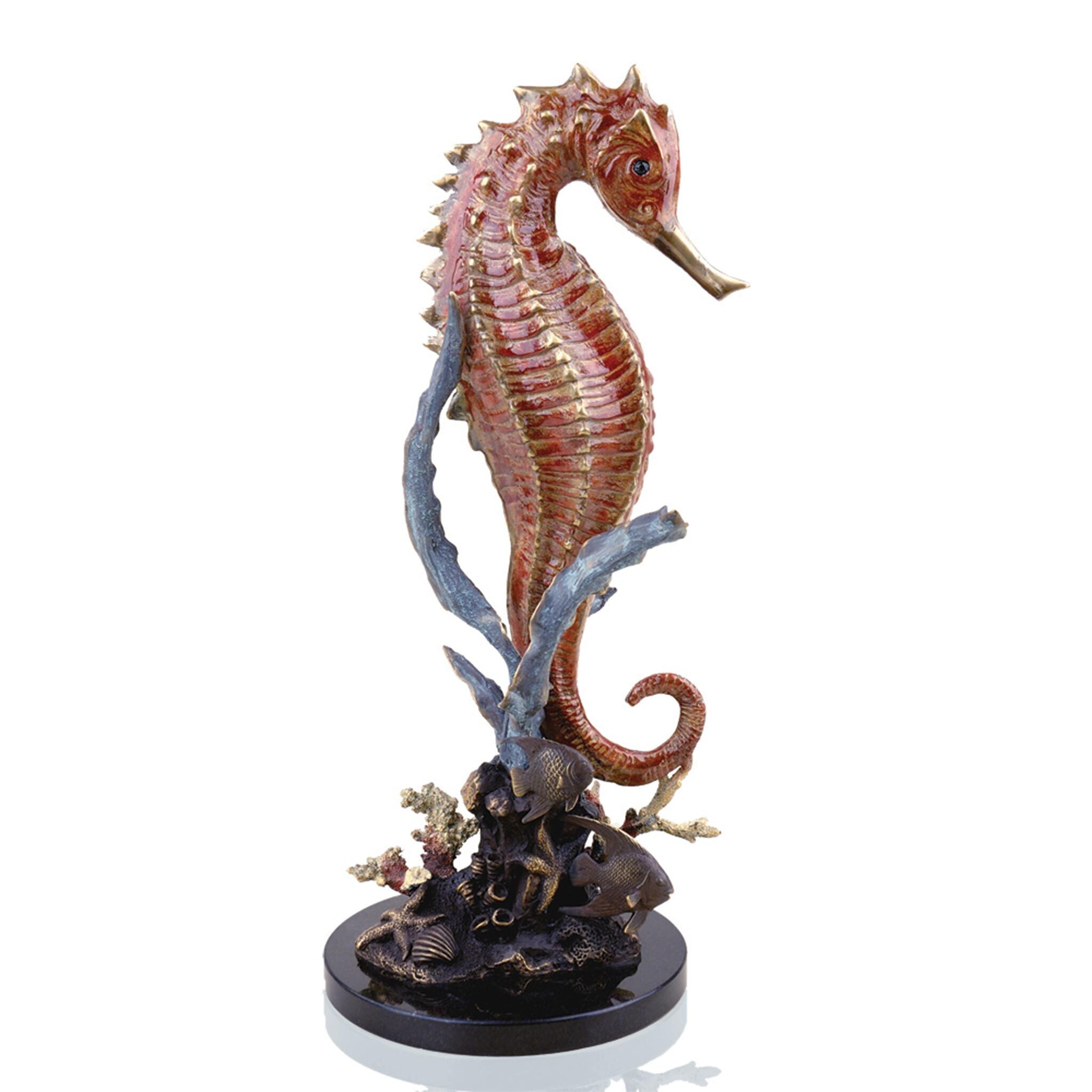 Large Seahorse with Coral Sculpture